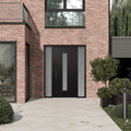 Diamond A11 Left-Hand Panel Black Steel Black And Black Mirrored Glass With 2 Sidelites Mirrored Glass Prehung Front Entry Door