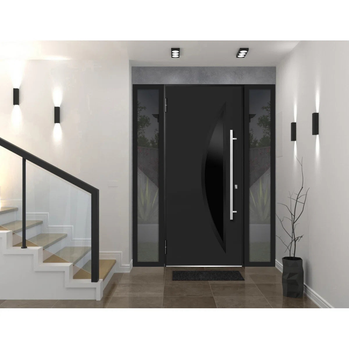 VDomDoors Deux 80 in. Steel and Aluminum 2 -Lite Front Entry Door